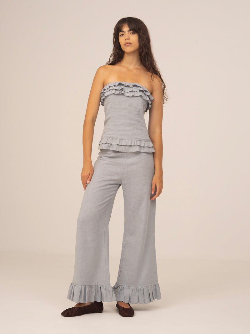 Sky Blue Fringe Noctis Pants