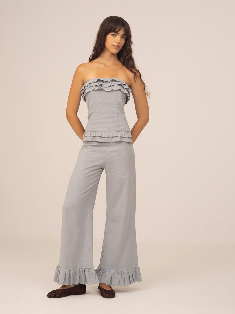 Sky Blue Fringe Noctis Pants