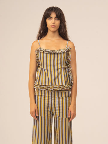 Golden Serenity Striped Blouse