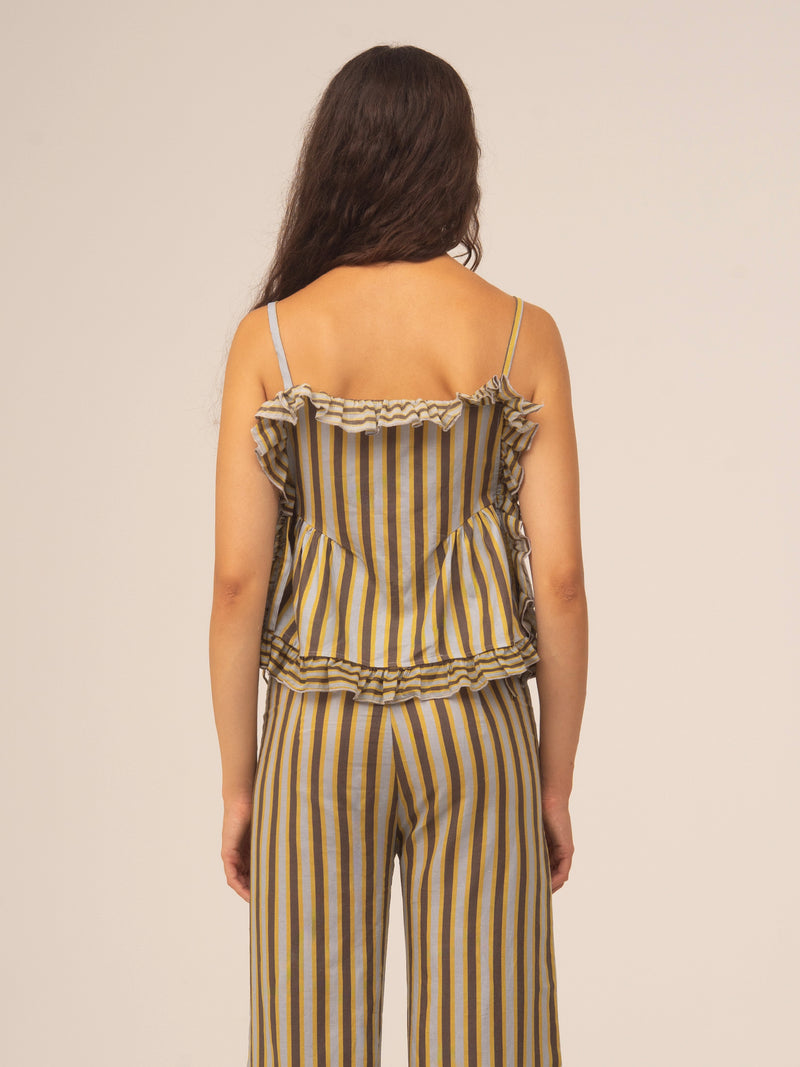 Golden Serenity Striped Blouse