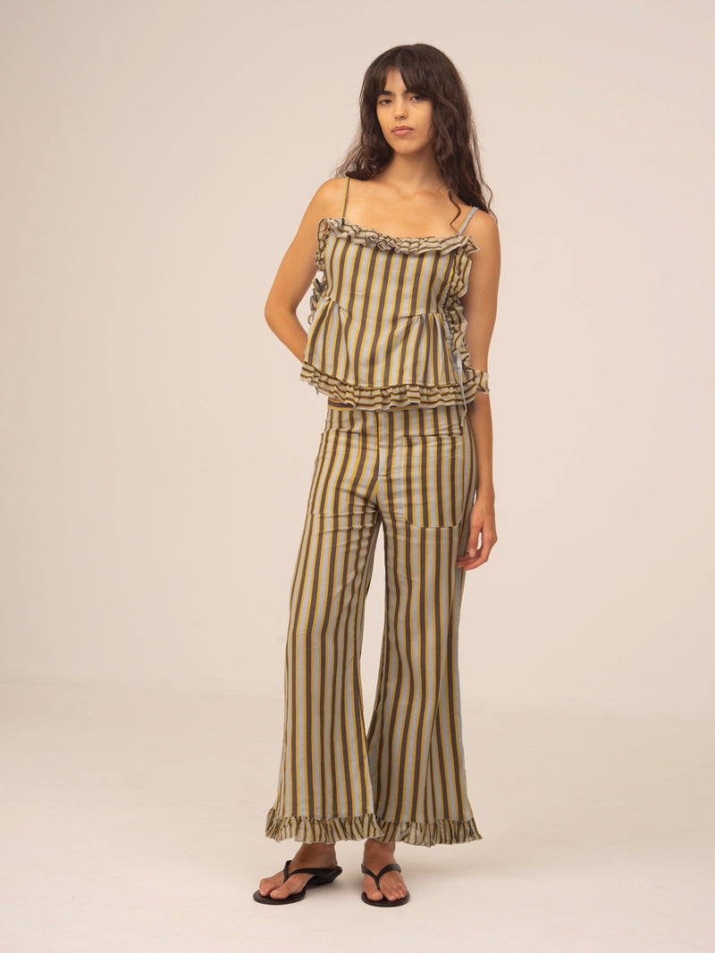 Golden Serenity Striped Blouse