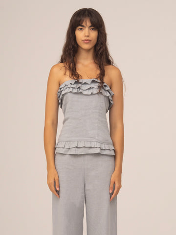 Sky Blue Fringe Noctis Top