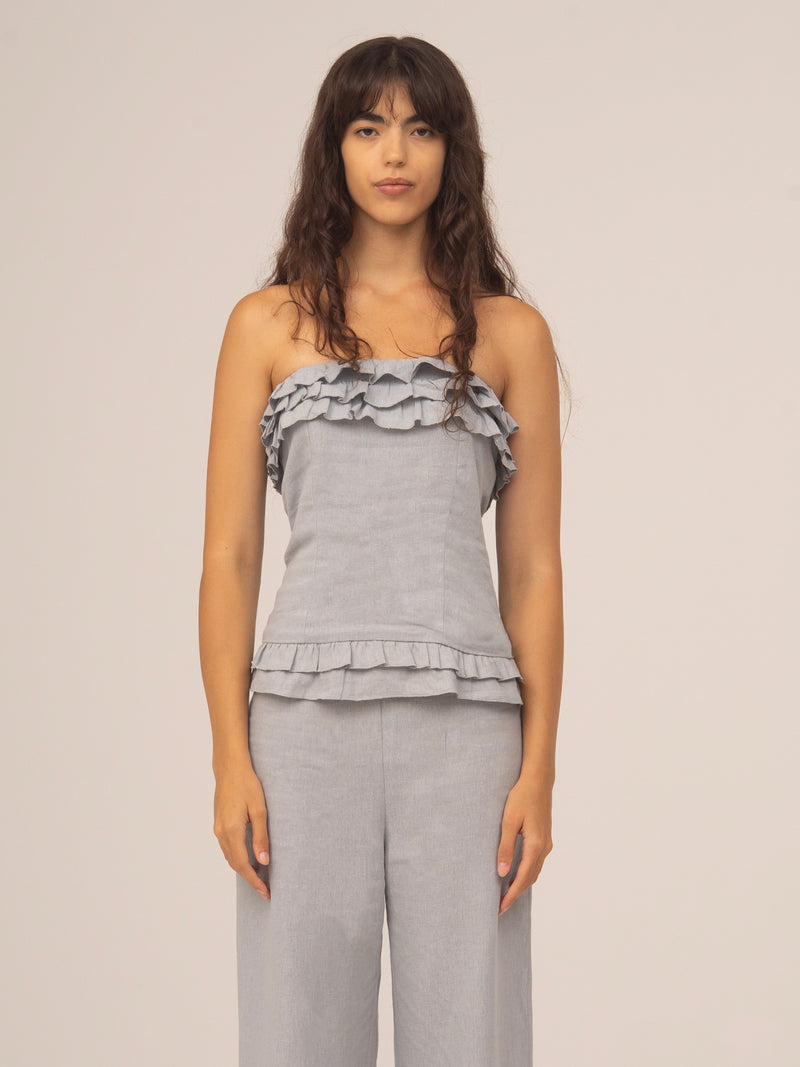 Sky Blue Fringe Noctis Top