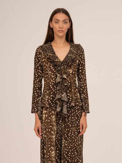 Bambi Noir Animal Print Blouse
