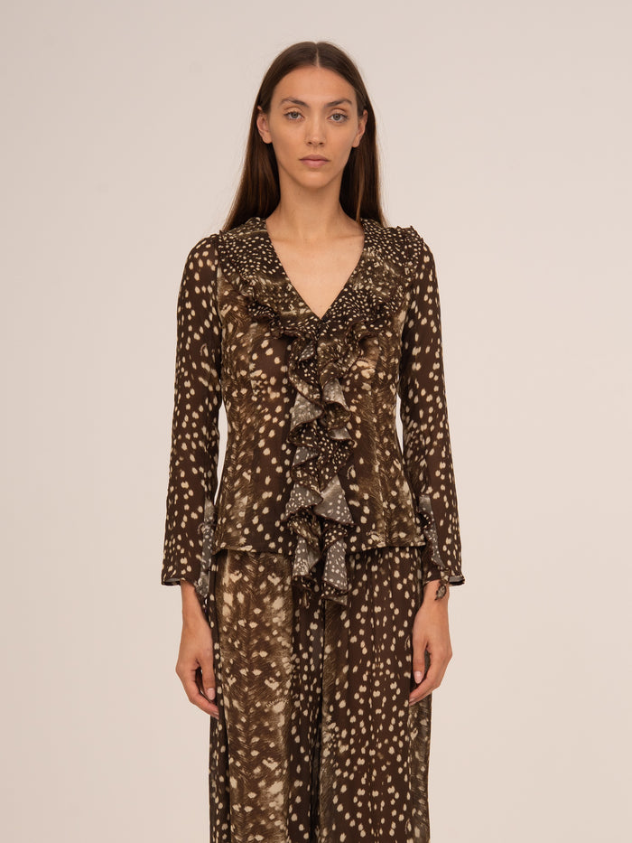Bambi Noir Animal Print Blouse