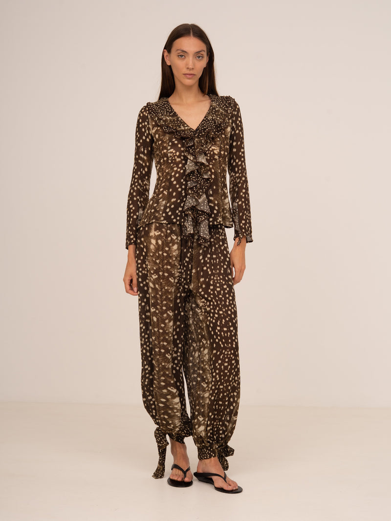 Bambi Noir Animal Print Blouse