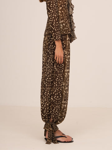 Bambi Noir Animal Print Balloon Pants
