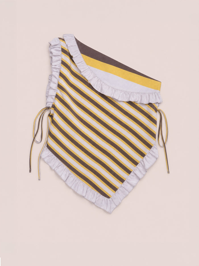 Golden Sunlit Striped Asymmetric Top