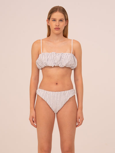 Ocean Blue Striped Bikini Top