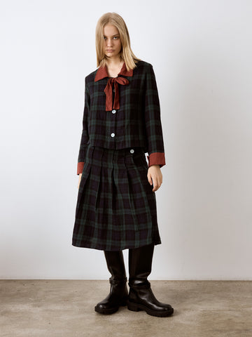 Evermore Plaid Blue and Red Pleated Skirt 