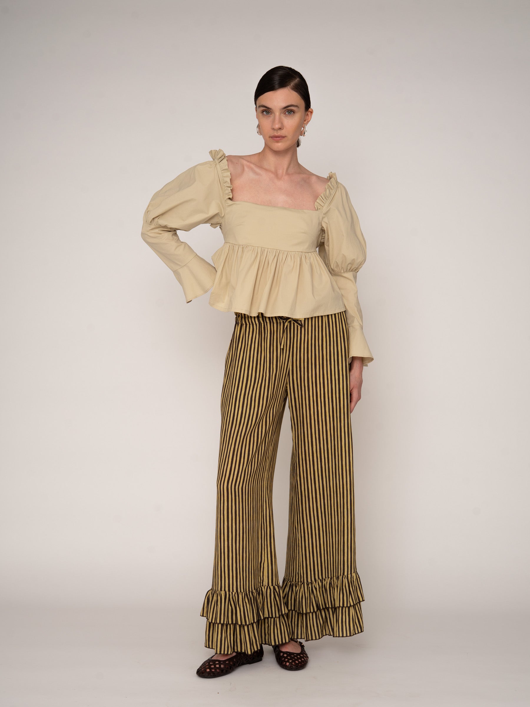 Chambre Beige Ruffle Blouse top