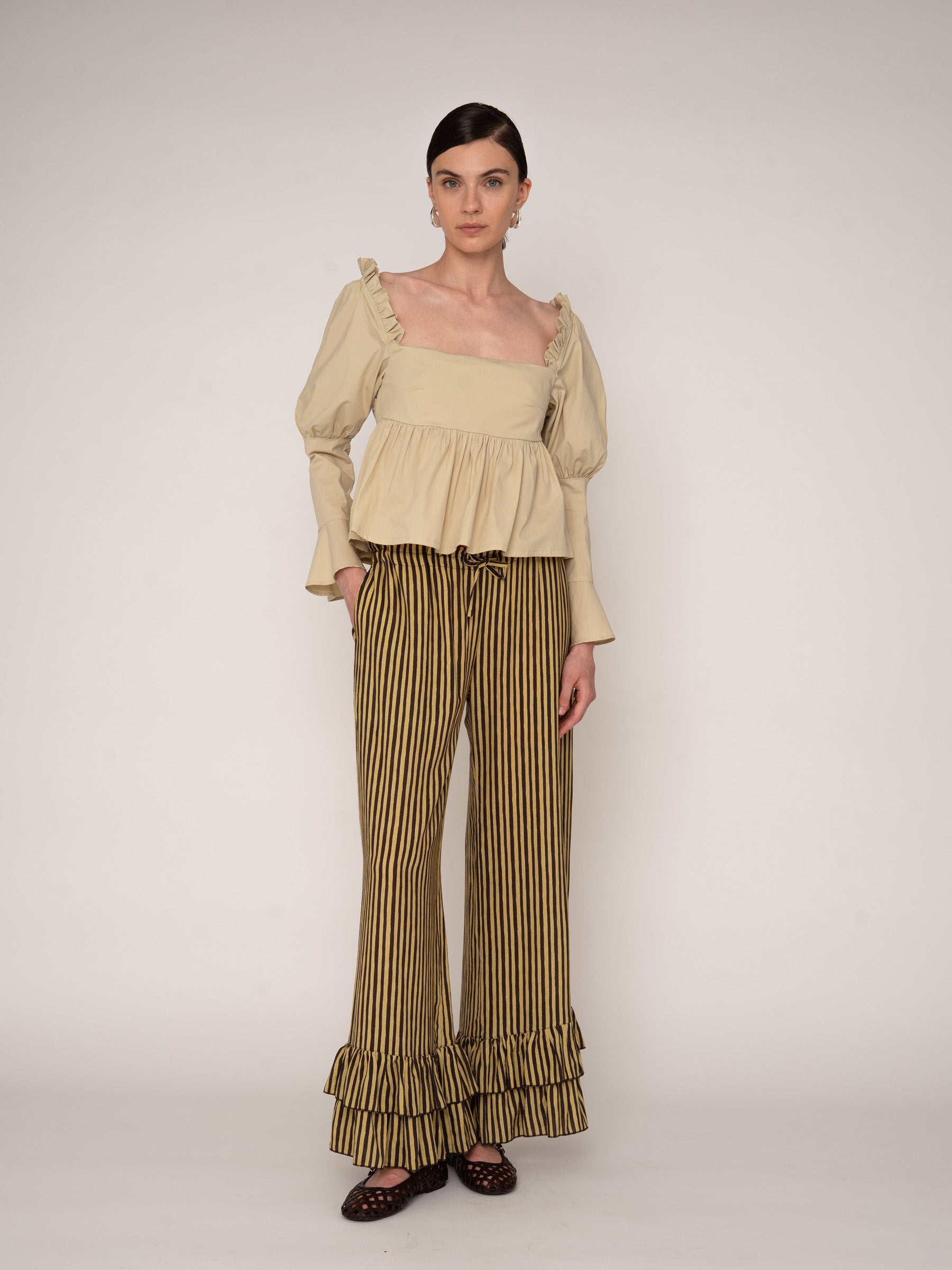 Chambre Beige Ruffle Blouse top