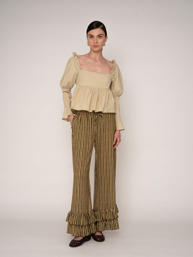 Chambre Beige Ruffle Blouse top