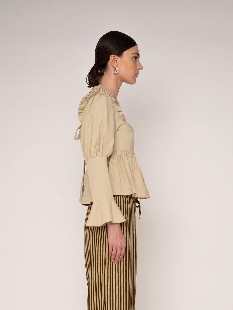 Chambre Beige Ruffle Blouse top