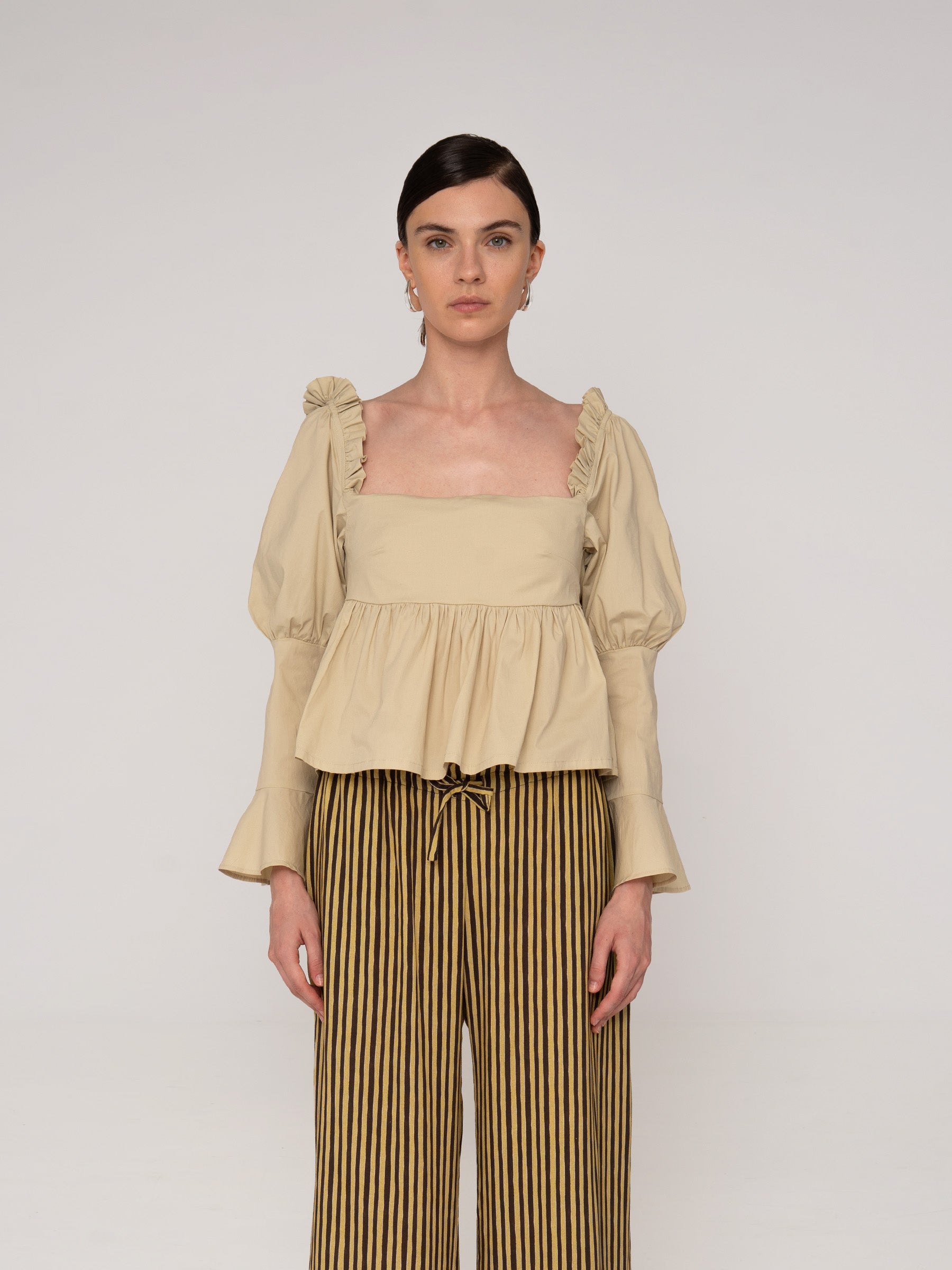 Chambre Beige Ruffle Blouse top