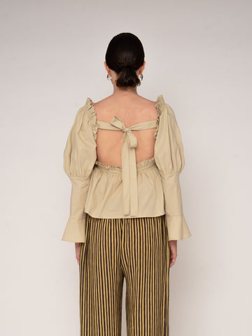 Chambre Beige Ruffle Blouse