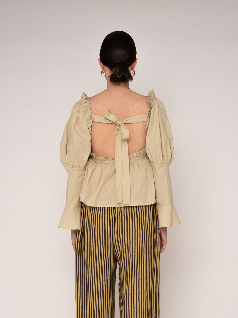 Chambre Beige Ruffle Blouse top