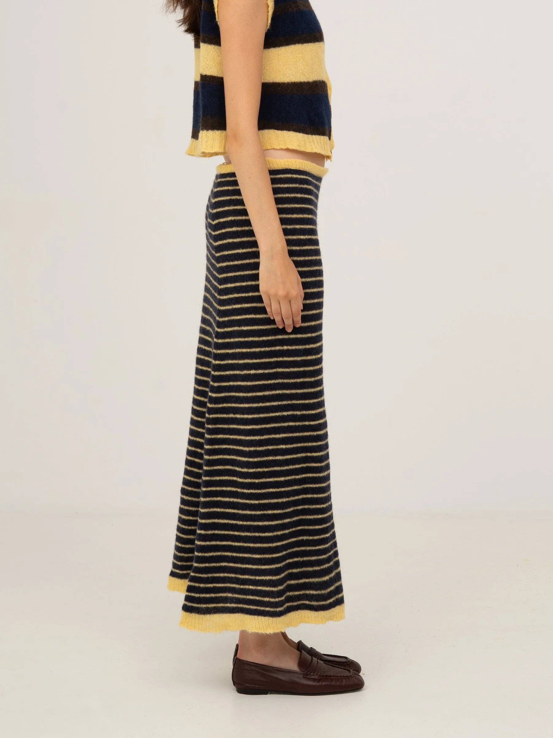 Charm Striped Knit Maxi Skirt falda