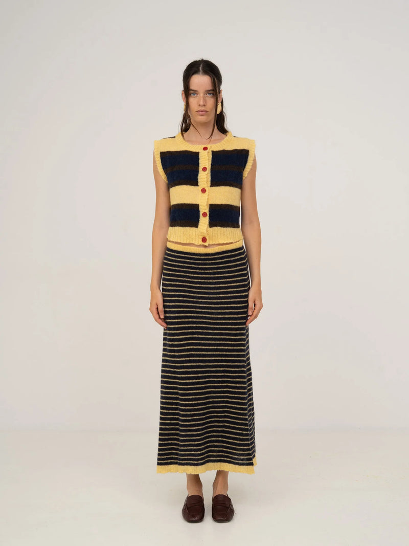 Charm Striped Knit Maxi Skirt falda