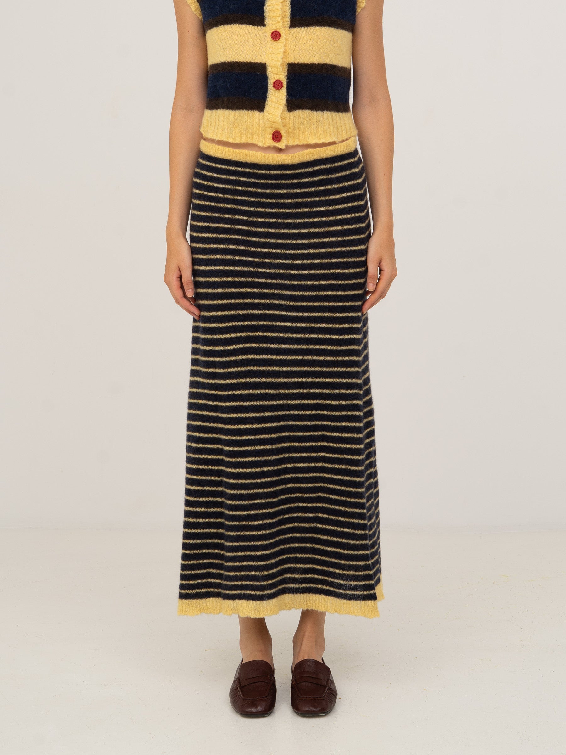 Charm Striped Knit Maxi Skirt falda