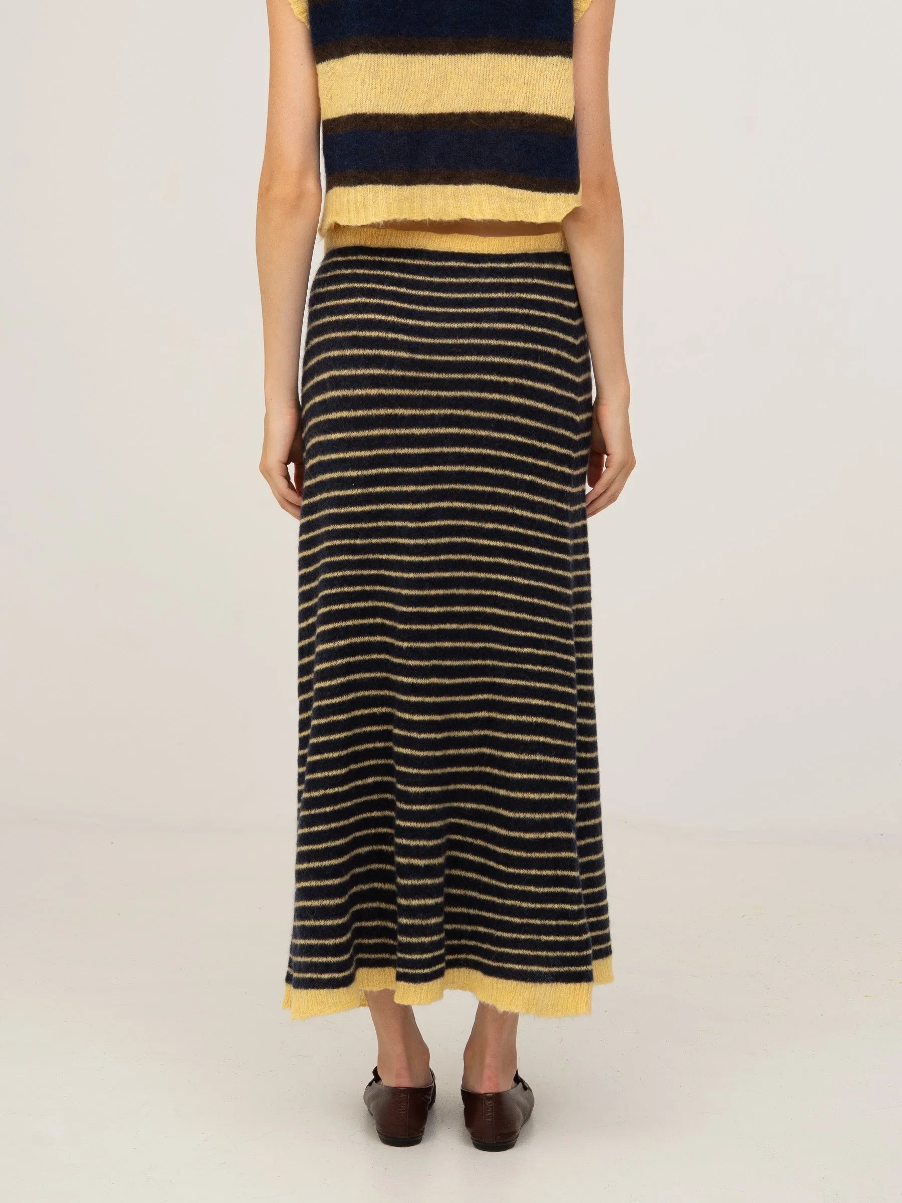 Charm Striped Knit Maxi Skirt falda