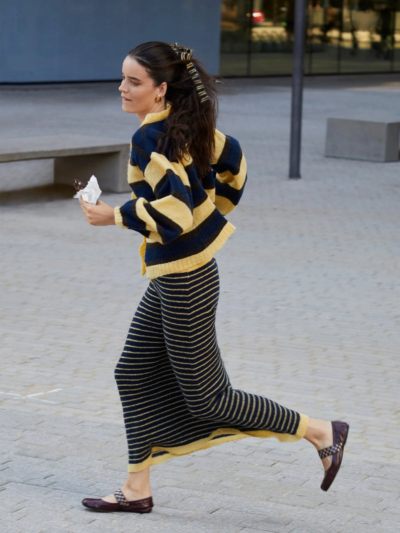 Charm Striped Knit Maxi Skirt falda
