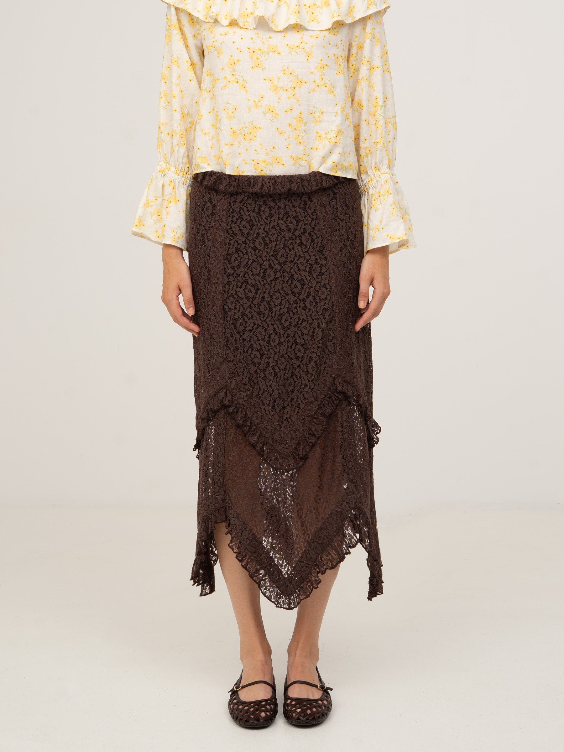 Chocolat Brown Lace Skirt vestidos