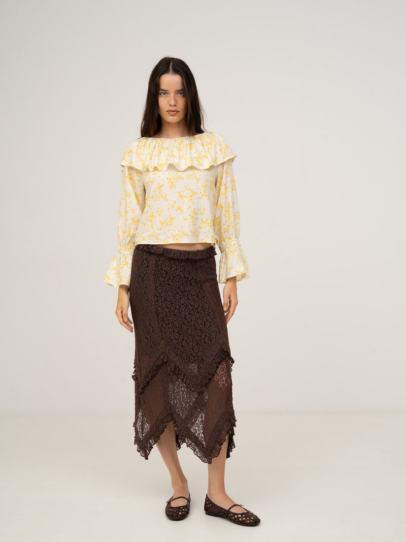 Chocolat Brown Lace Skirt vestidos