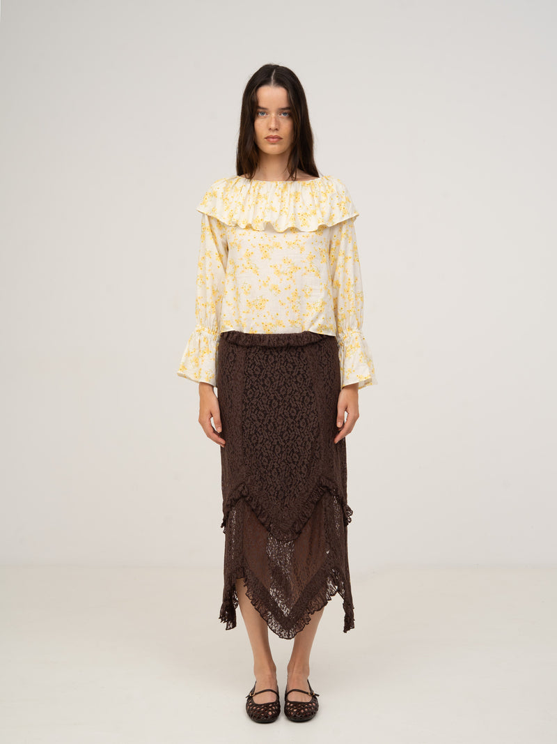Chocolat Brown Lace Skirt vestidos