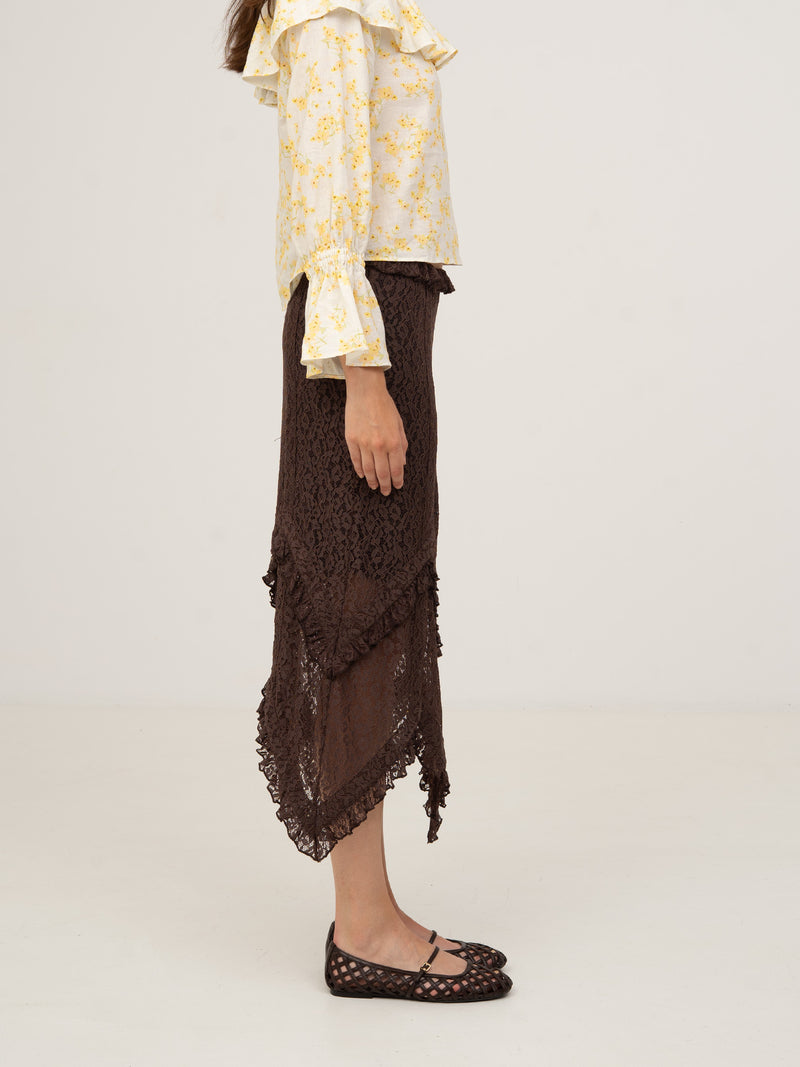Chocolat Brown Lace Skirt vestidos