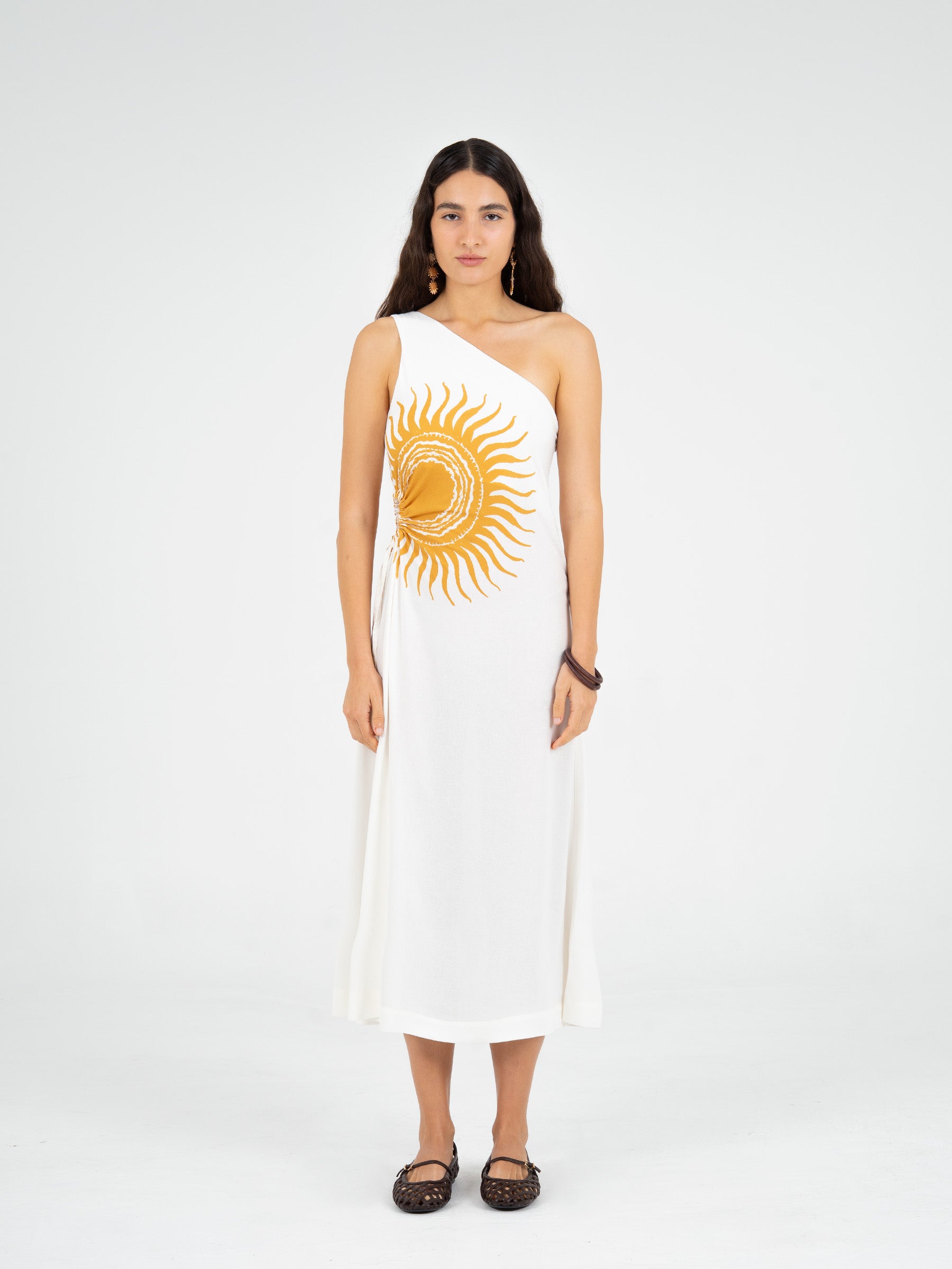 one shoulder sun dress TMOYZQ 50% off Summer! Women's One Shoulder Split Hem Long Maxi Dress Floral Print Short Bell Sleeves Loose Ruched Dress Cocktail Party Dress Wedding