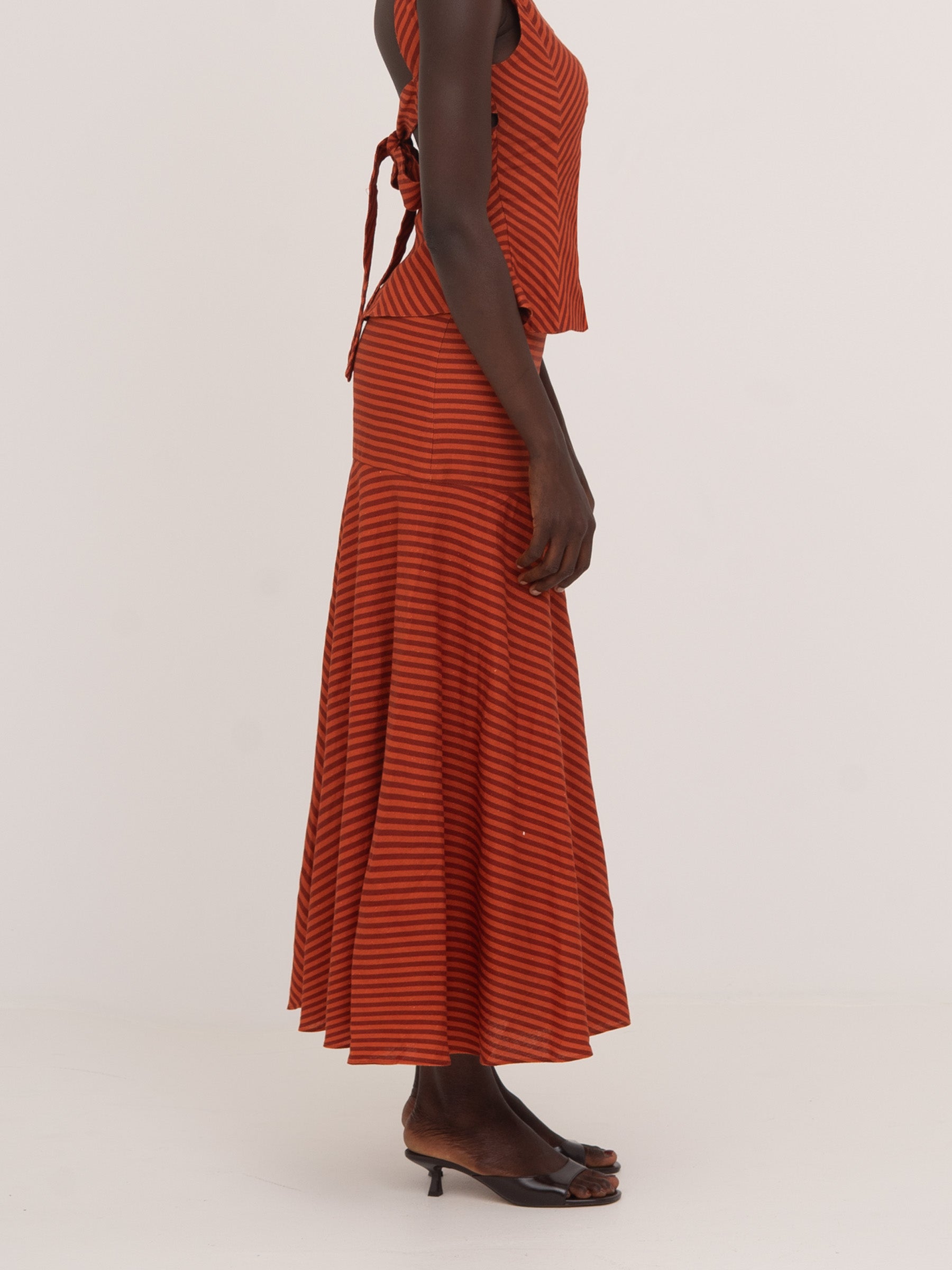 Colombina Red and Orange Striped Occasion Skirt falda