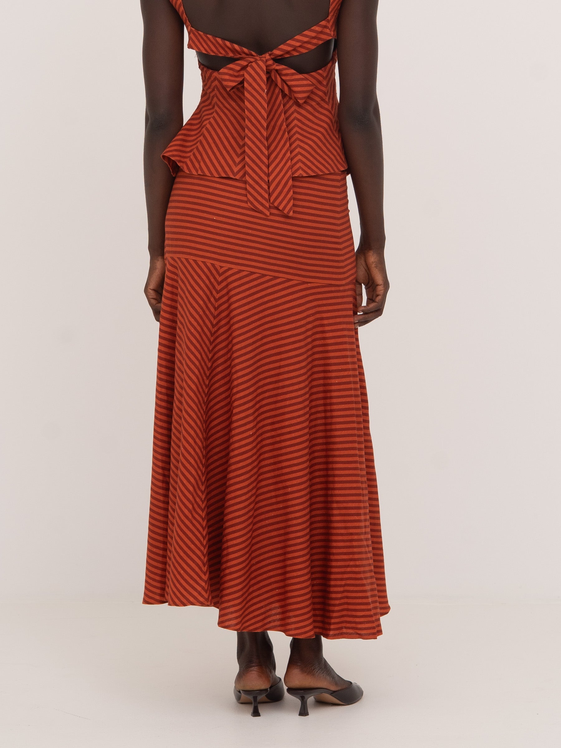 Colombina Red and Orange Striped Occasion Skirt falda