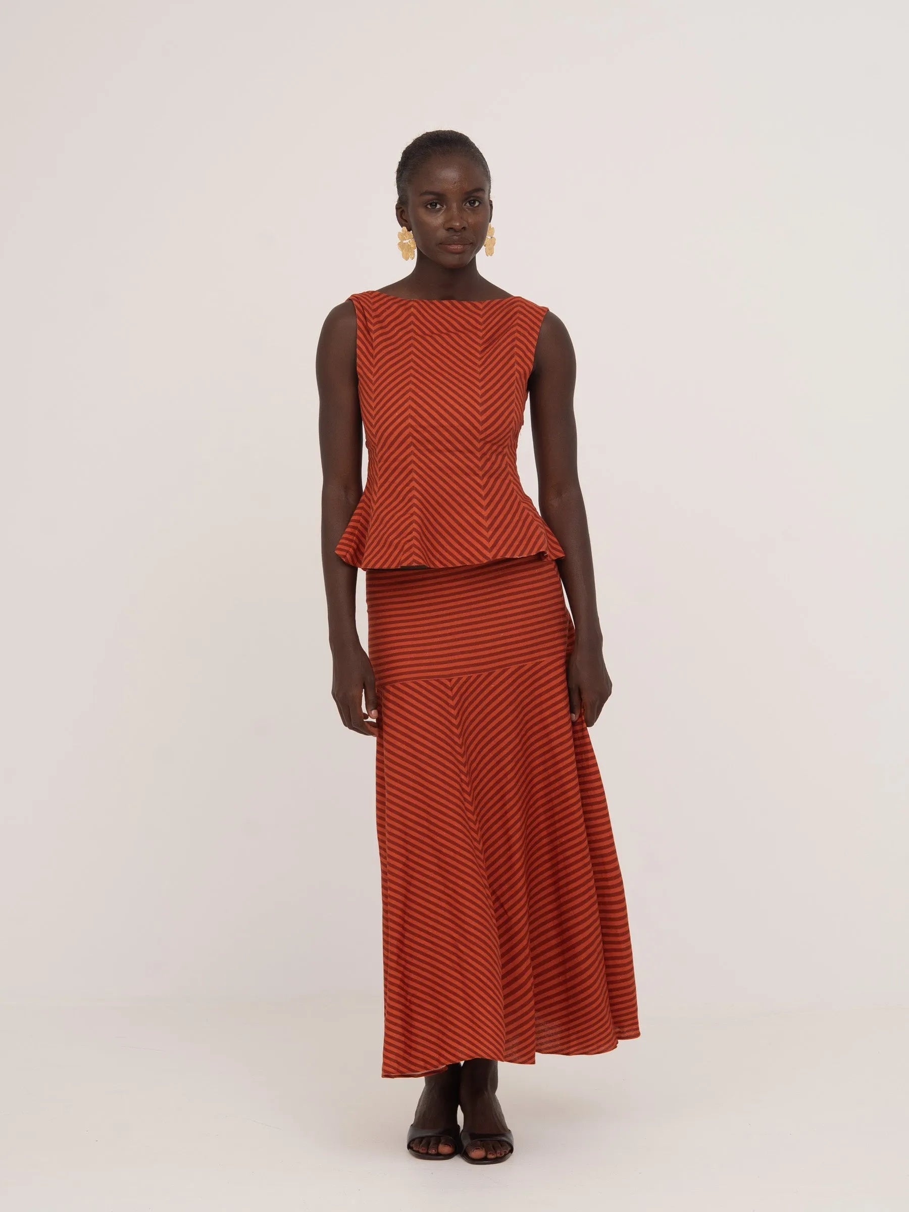 Colombina Red and Orange Striped Occasion Skirt falda