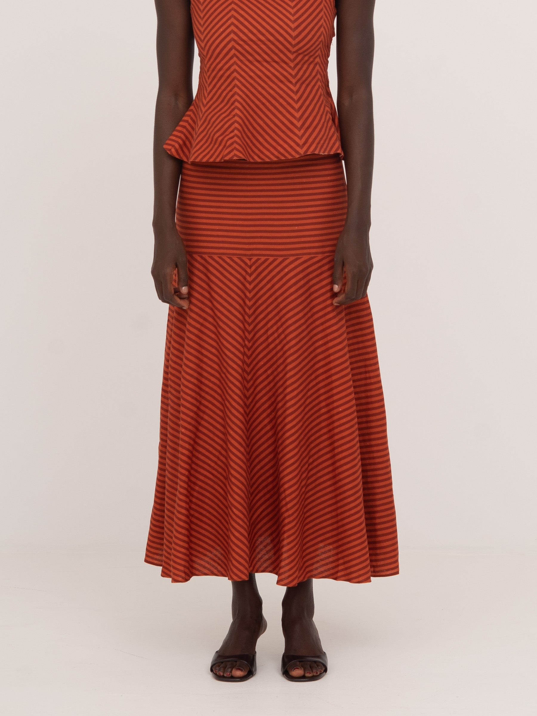 Colombina Red and Orange Striped Occasion Skirt falda