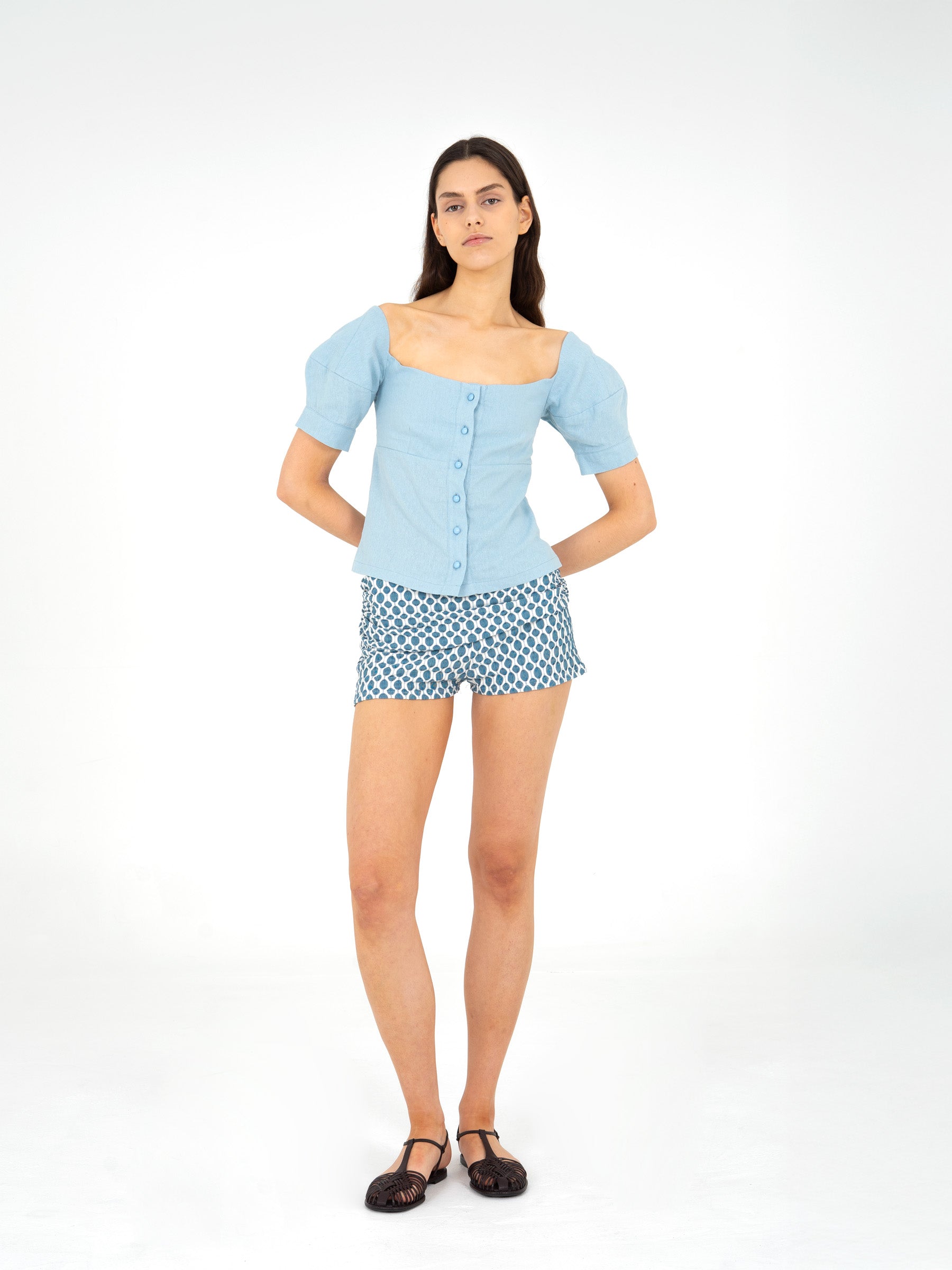 Craft Linen Blue Top camisas y camisetas