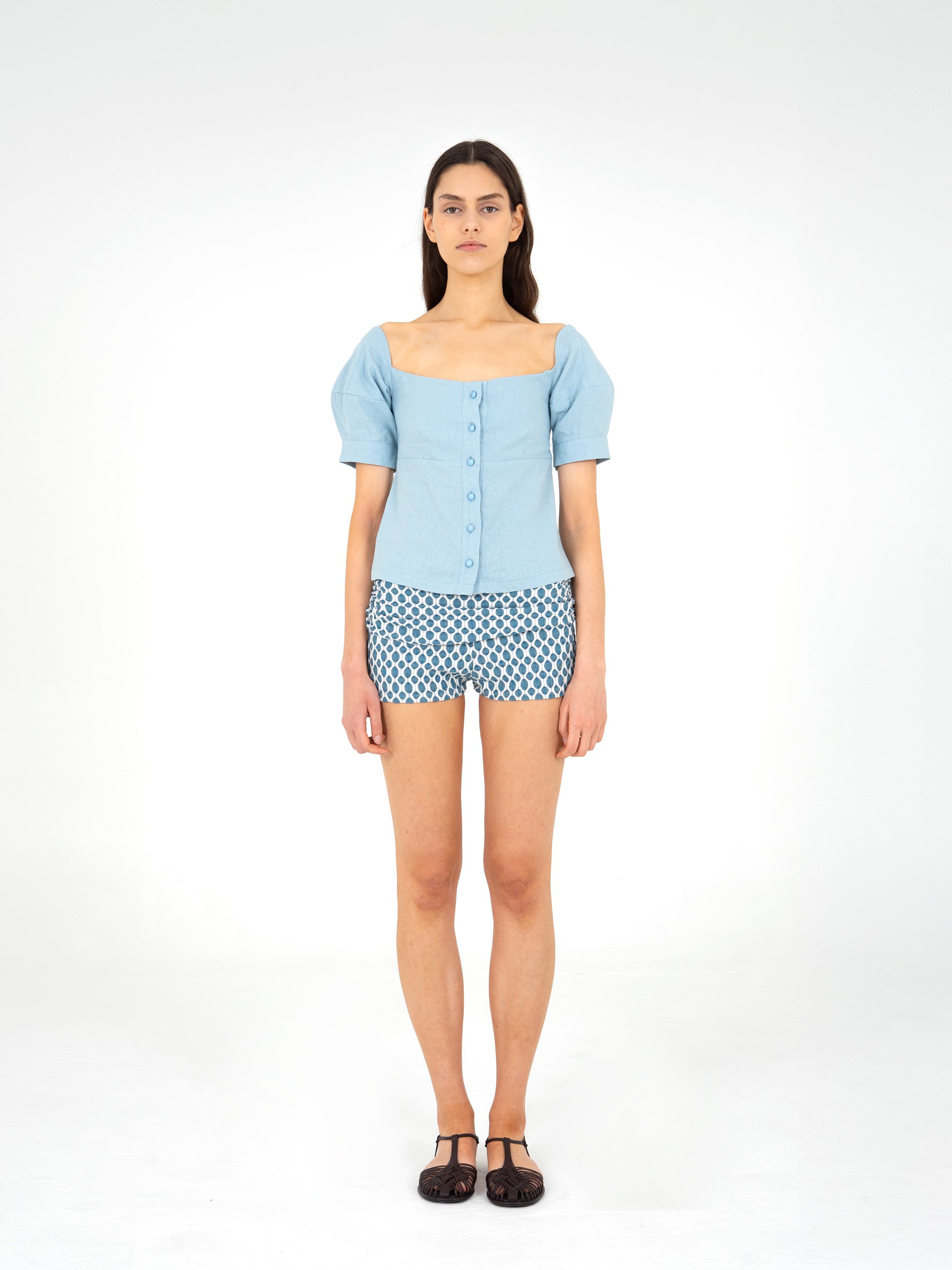 Craft Linen Blue Top camisas y camisetas