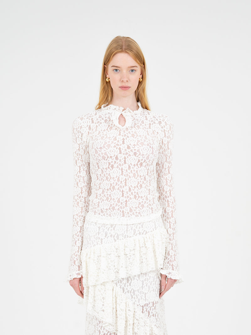 Cupid Lace White Top camisas y camisetas