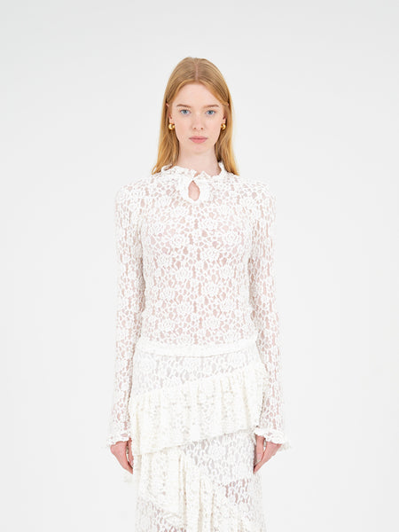 Elegant long-sleeved white lace top | CARMEN SAYS