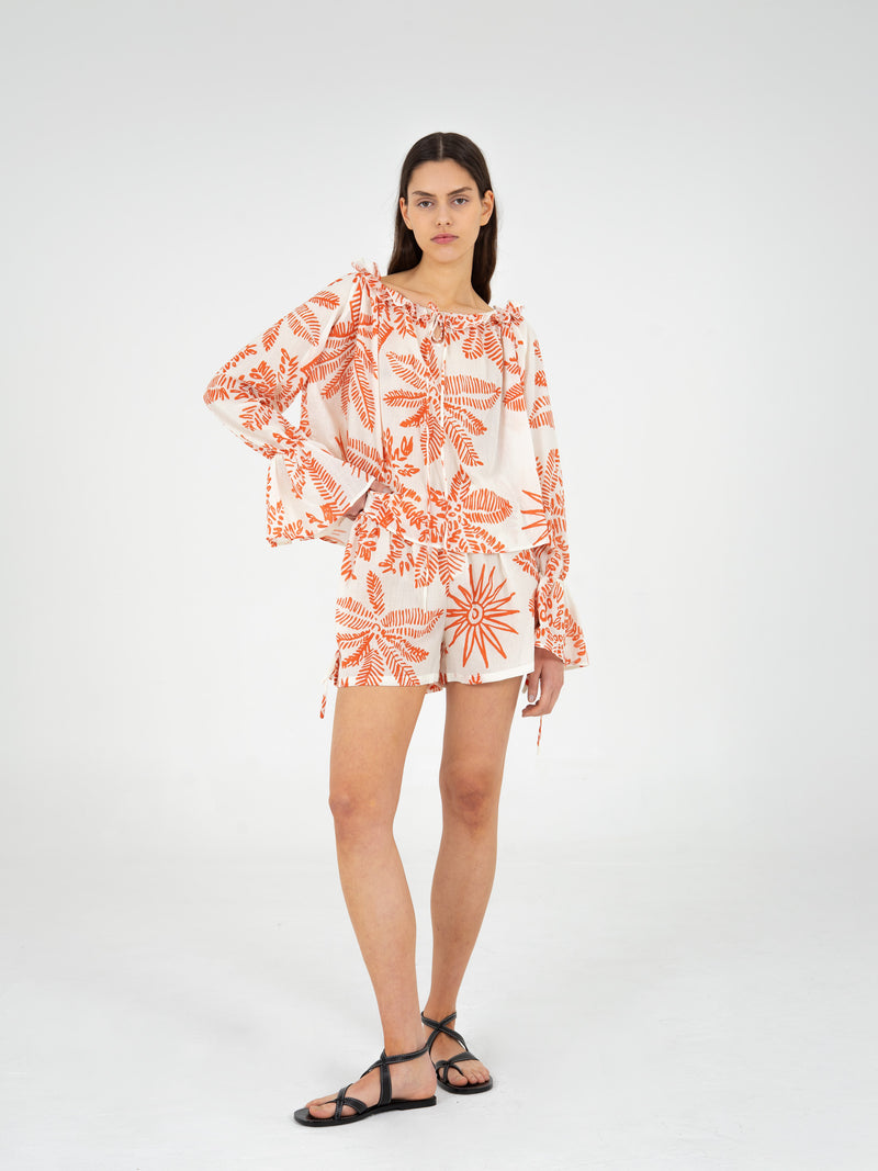 Cyrus Palm-Printed Shorts pantalones