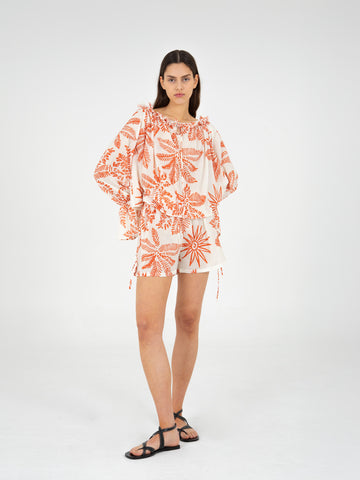 Cyrus Palm-Printed Top