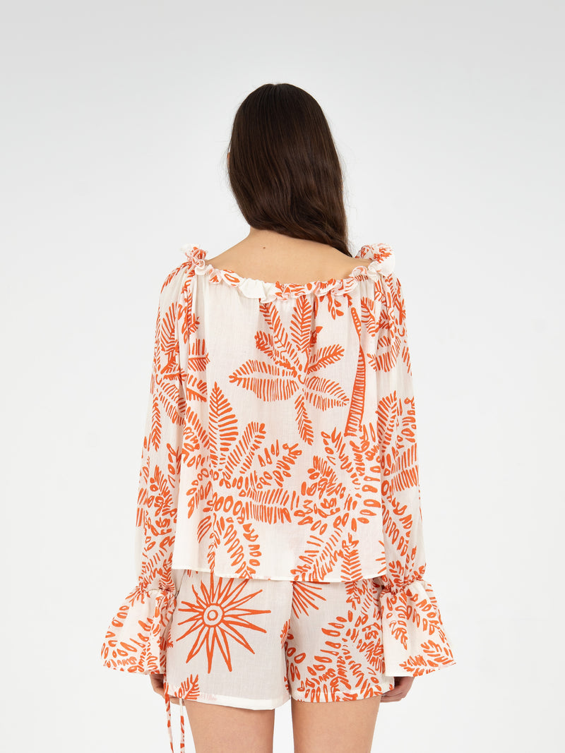 Cyrus Palm-Printed Top camisas y camisetas