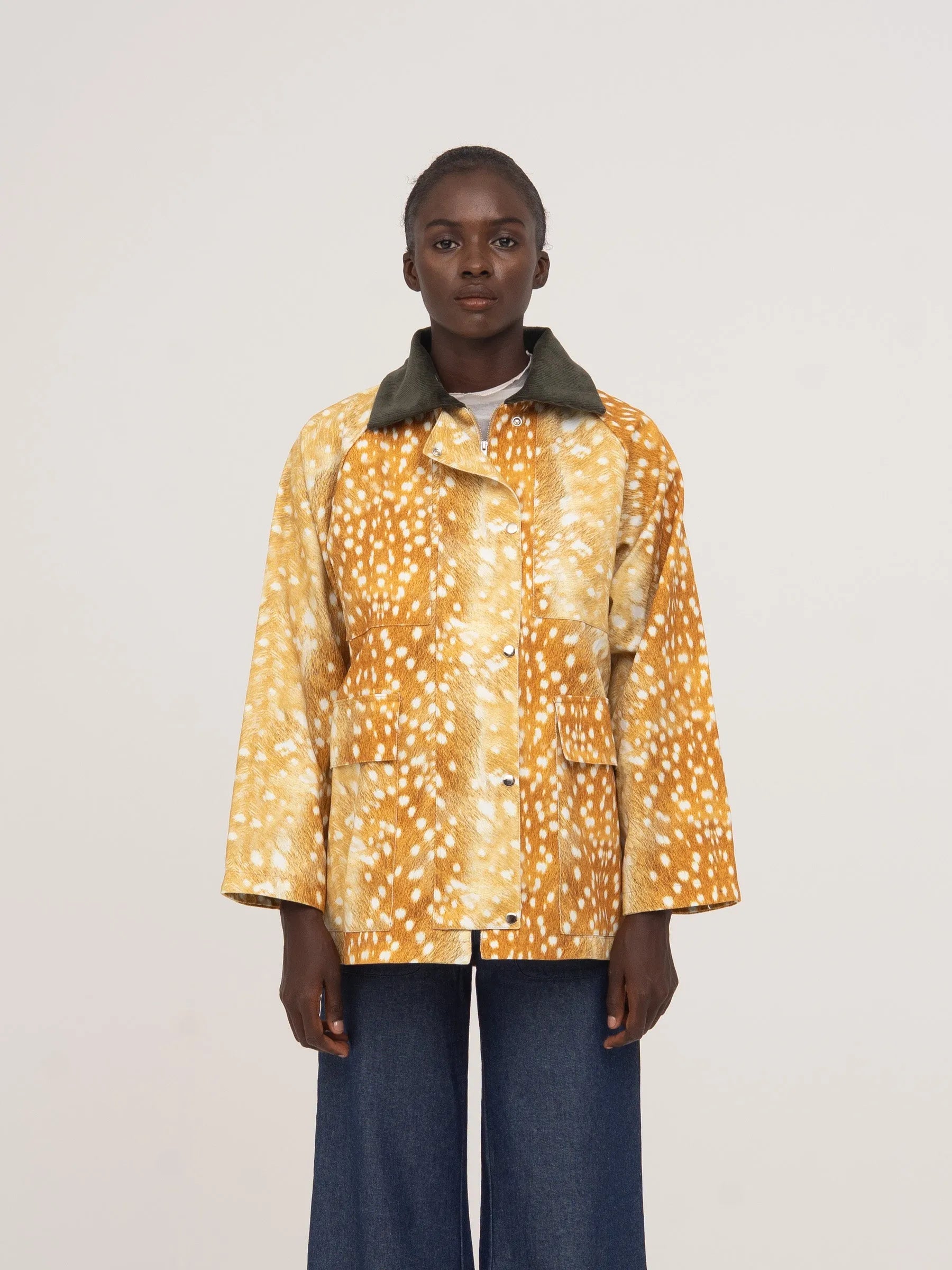 Deer Print Denim Jacket chaqueta