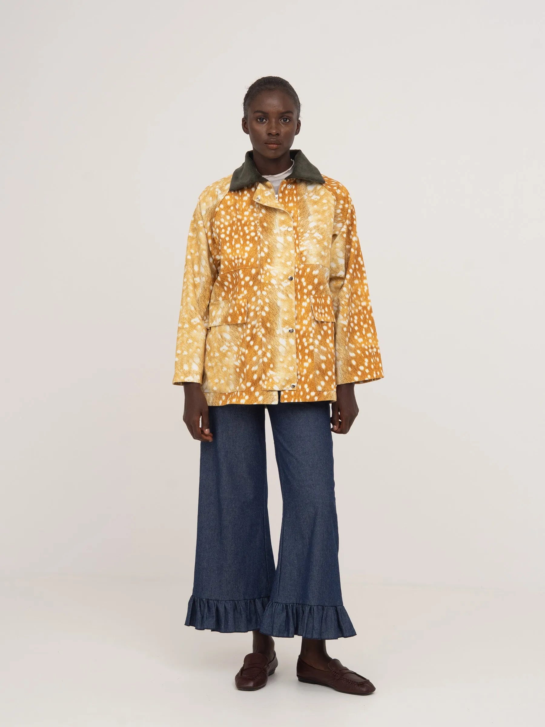 Deer Print Denim Jacket chaqueta