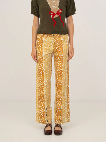 Deer Print Denim Jeans