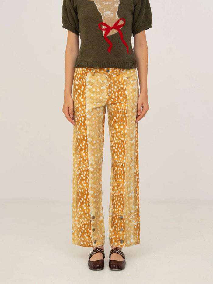 Deer Print Denim Jeans