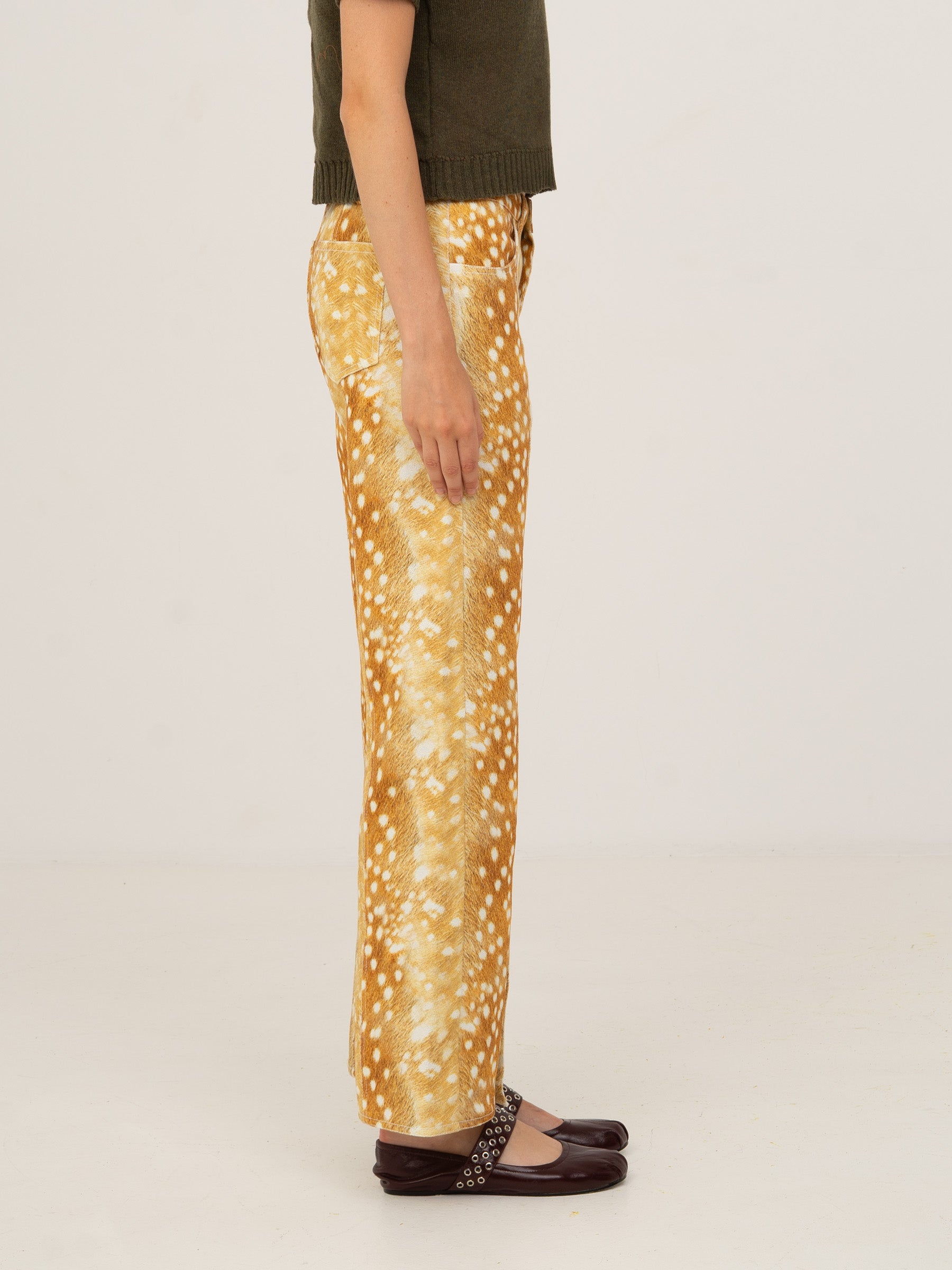 Deer Print Denim Jeans pantalones