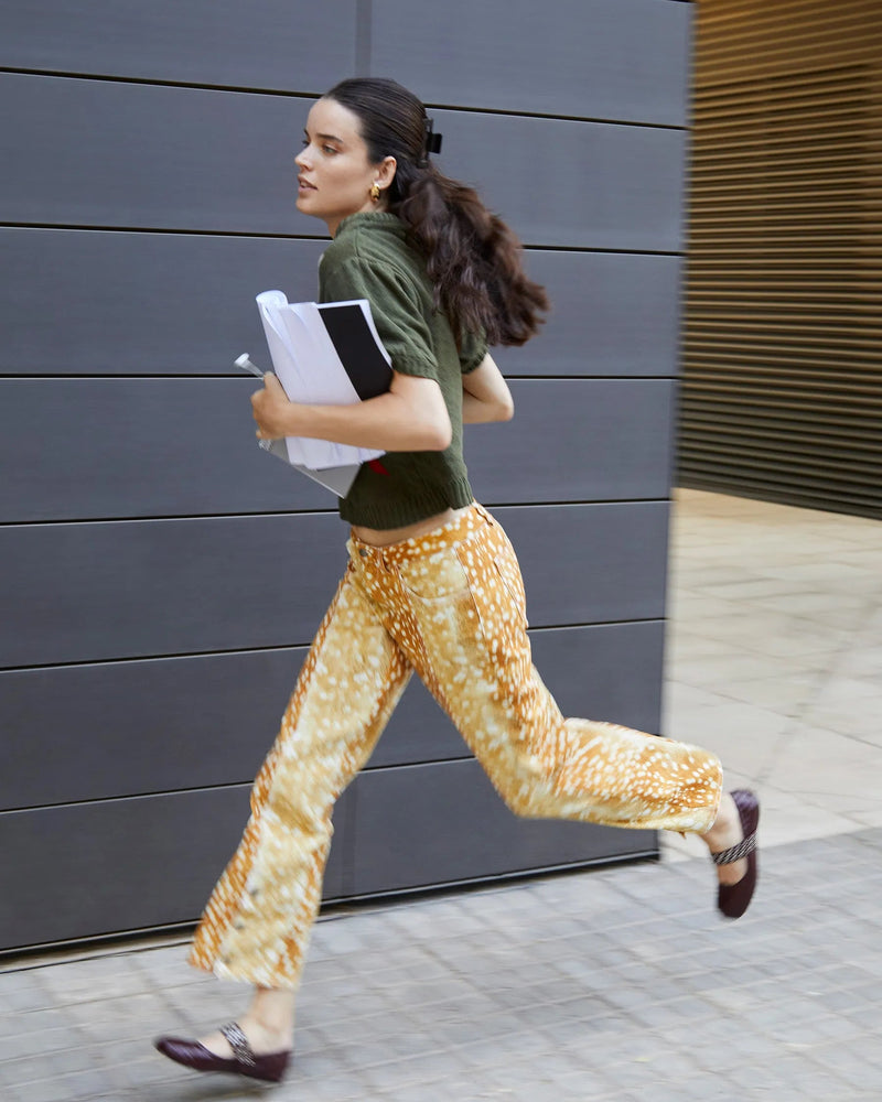Deer Print Denim Jeans pantalones