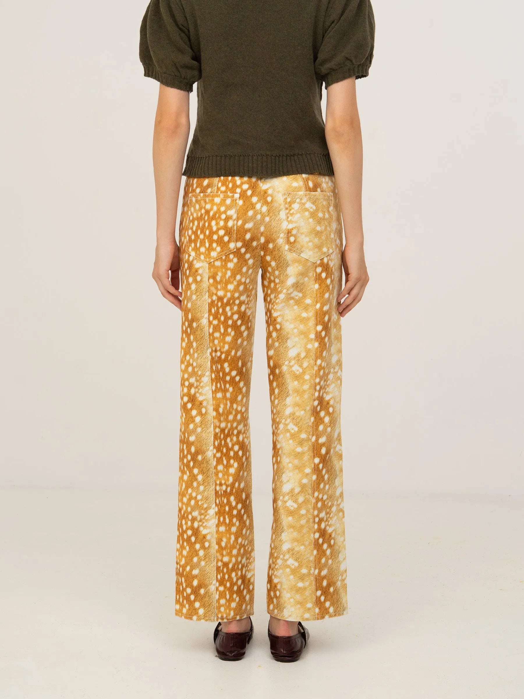 Deer Print Denim Jeans pantalones