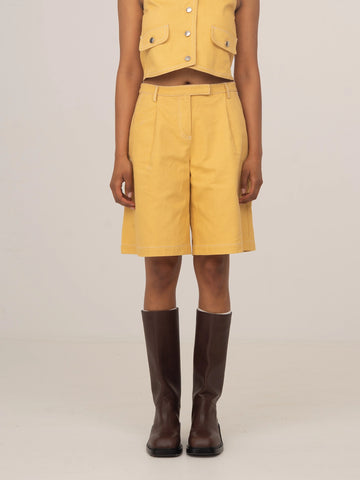 Desk Pale Yellow Denim Bermudas 